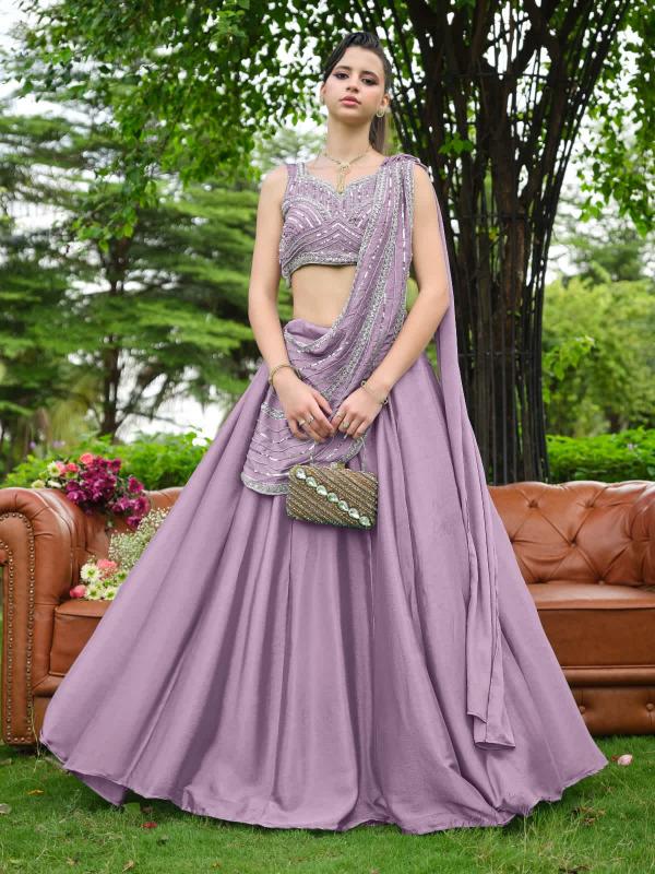 Premium purple Wholesale lehenga market in Mumbai